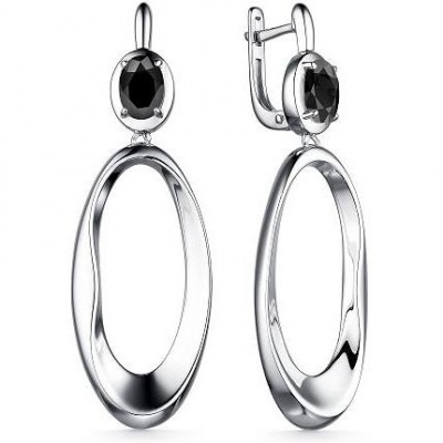 

Серьги с 2 кристаллами swarovski из серебра Алкор серебро 02-2327_0ЧБК-00, 02-2327_0ЧБК-00