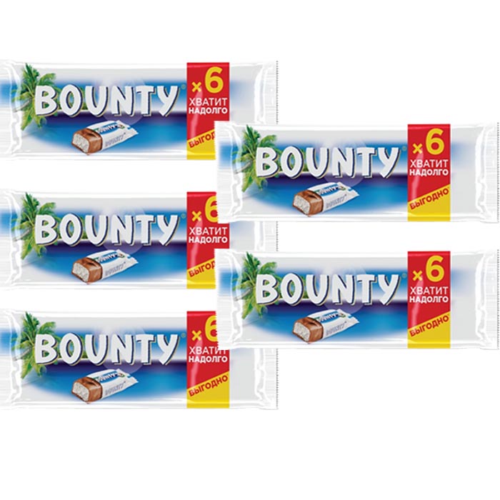 фото Шоколадный батончик bounty, кокос, мультипак, 6*27.5 гр * 5шт.