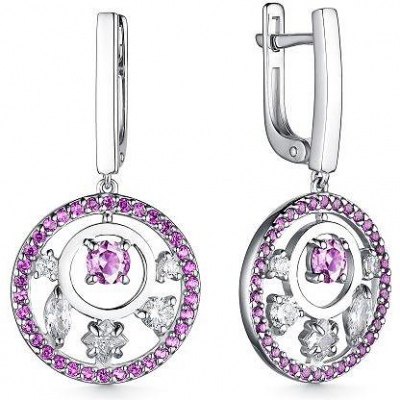 

Серьги с фианитами и аметистами из серебра Алкор серебро 02-2353_00АМ-00, 02-2353_00АМ-00