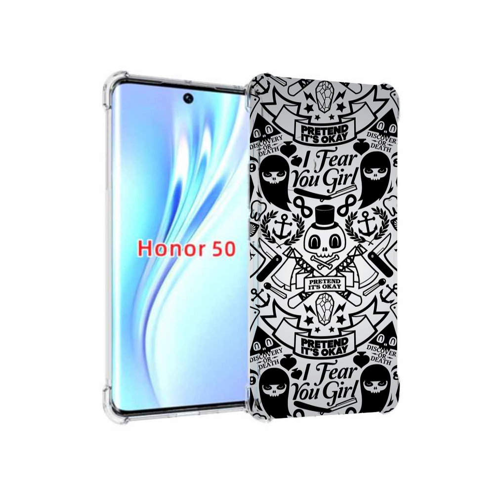

Чехол бампер MyPads готический-принт для Honor 50, Прозрачный, Tocco
