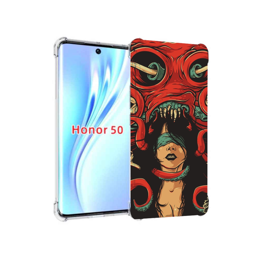 

Чехол бампер MyPads девушку-съедает-осьминог для Honor 50, Прозрачный, Tocco