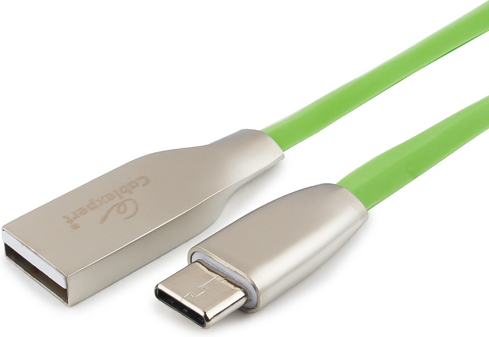 Кабель Cablexpert Gold USB - Type-C, 1 м, зеленый (CC-G-USBC01Gn-1M)