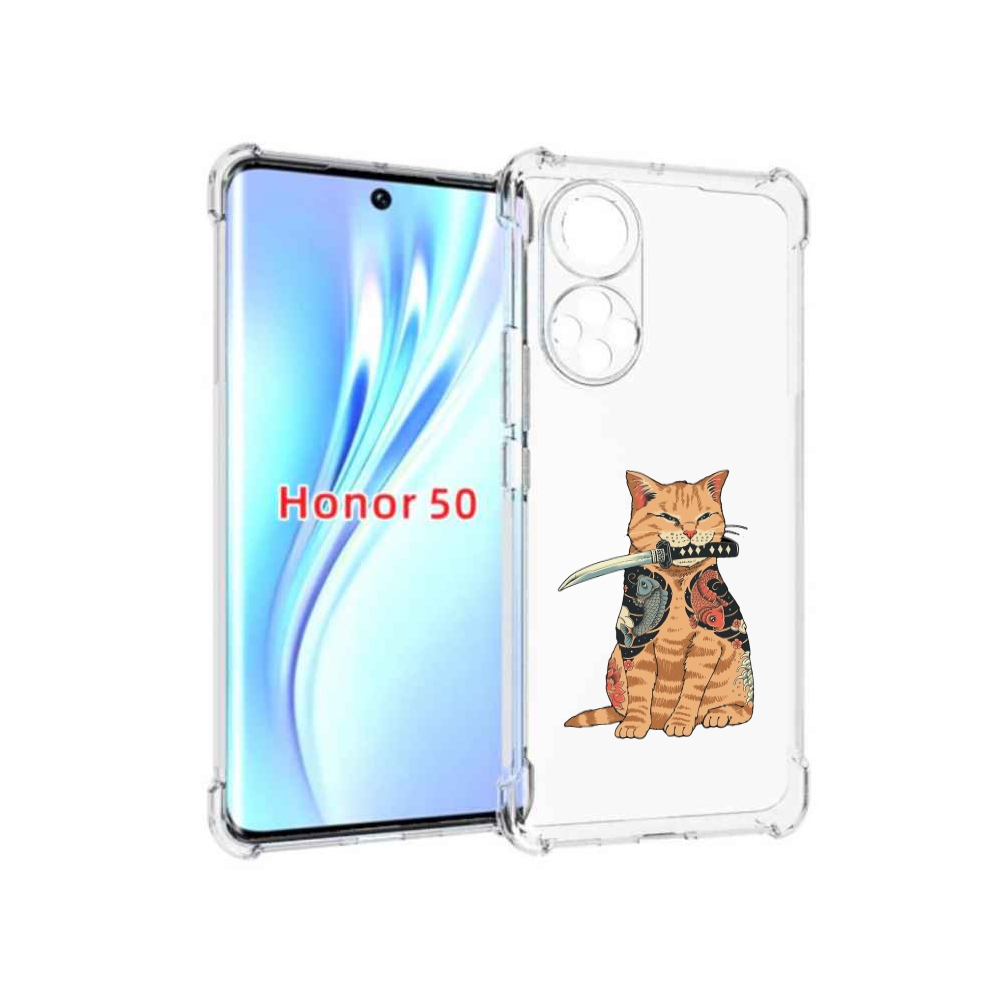 

Чехол бампер MyPads кот-с-катаной для Honor 50, Прозрачный, Tocco