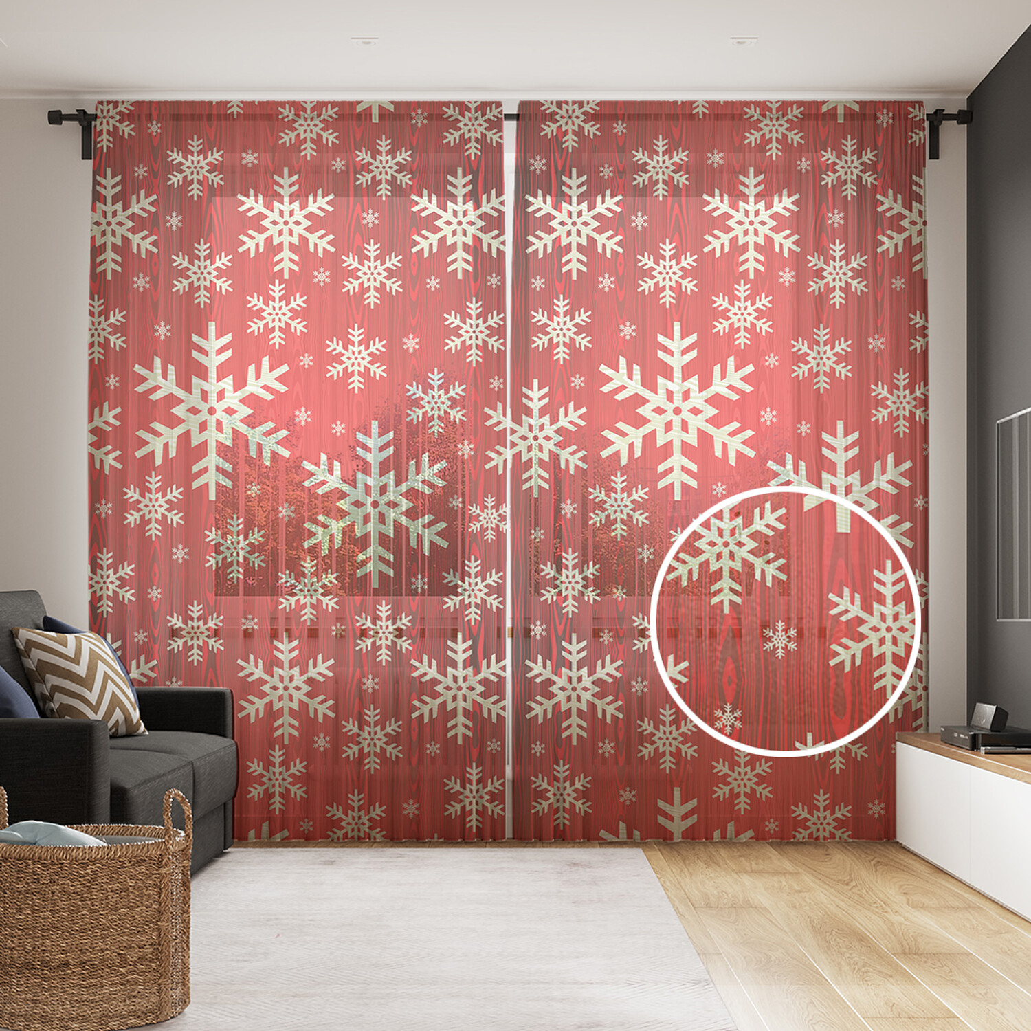 

Тюль для кухни и спальни JoyArty "Поле снежинок" 290x265 см, Поле снежинок