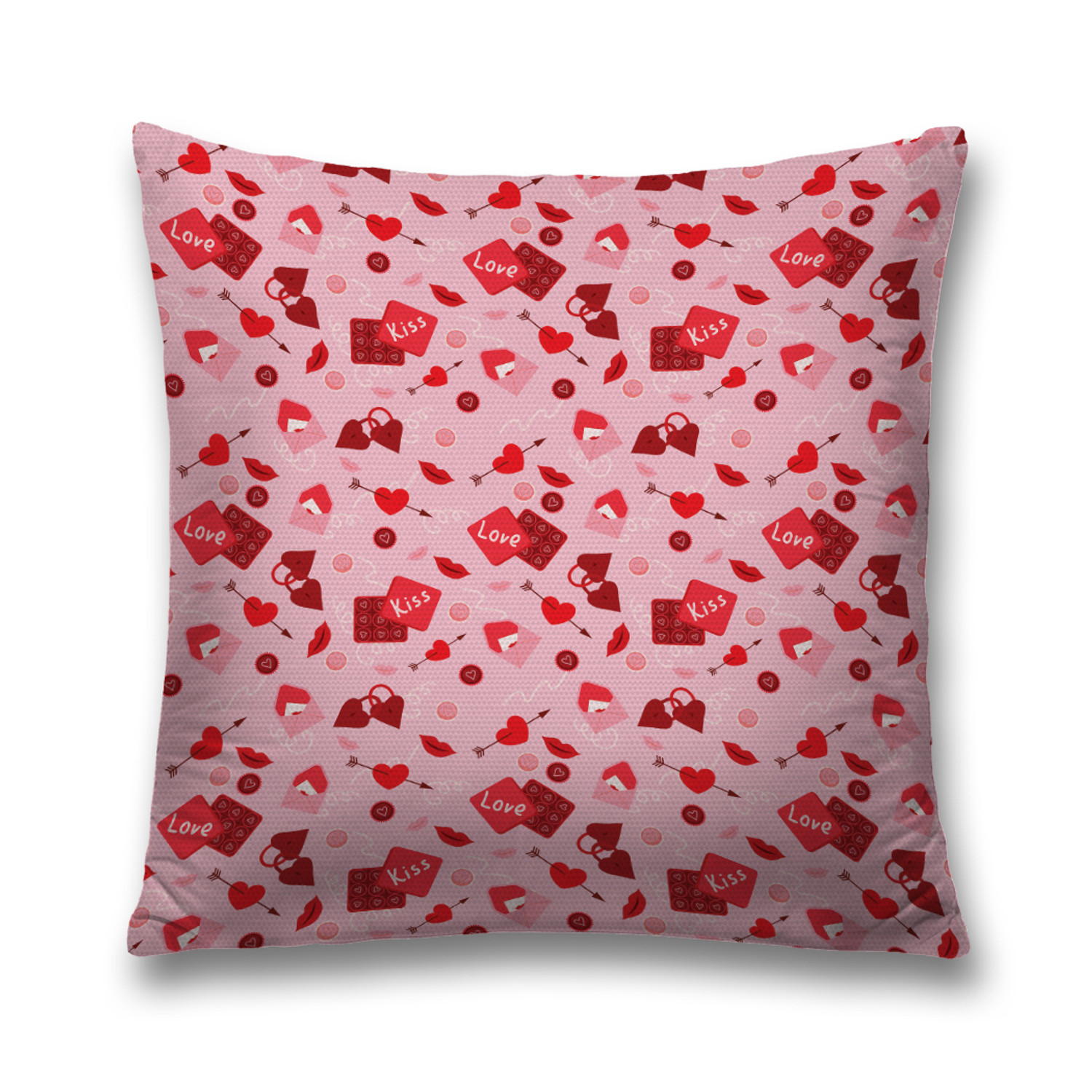 

Наволочка декоративная JoyArty "Kiss love" чехол на молнии 45х45 см, Розовый, Kiss love