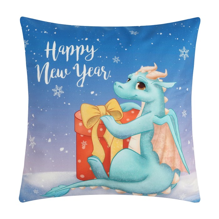 

Этель Чехол на подушку Этель "Happy New Year" 40х40 см, 100 п/э, велюр, Синий