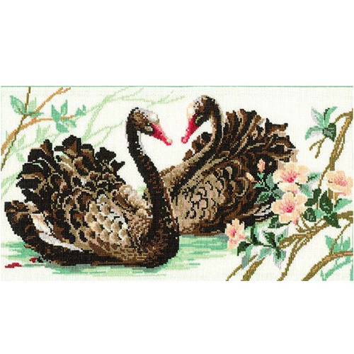 фото Набор для вышивания риолис чёрные лебеди,137209
