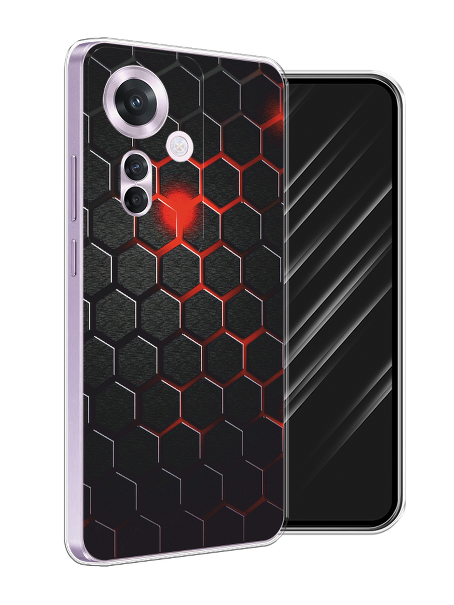 

Чехол Awog на Oppo Reno 11F "Фон соты красные", Красный;черный, 2516650-1