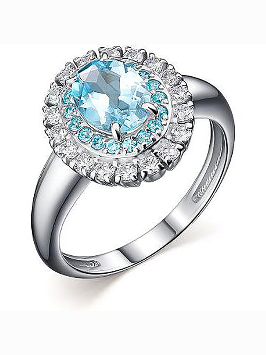 

Кольцо с топазом и фианитами из серебра р. 18 Алкор серебро 01-2290_00ТБ-00, 01-2290_00ТБ-00