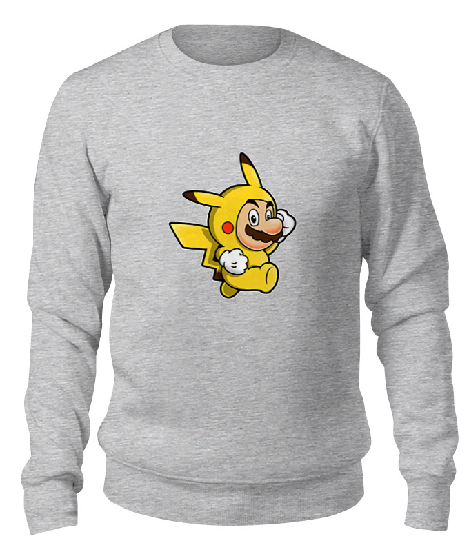 

Свитшот унисекс Printio Mario x pokemon серый XL, Mario x pokemon