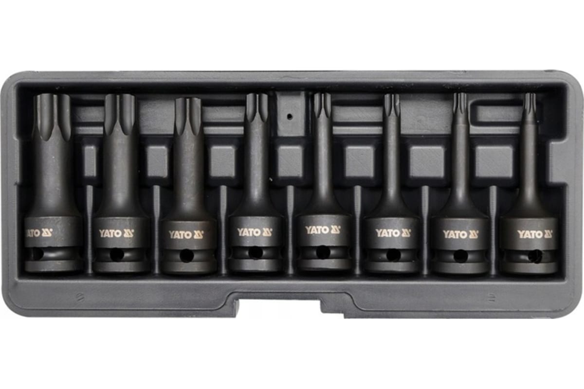 Набор головок-бит ударных TORX, 1/2 inch, 8 пр: T30, Т40, Т45, Т50, Т55, Т60, Т70, Т80, в