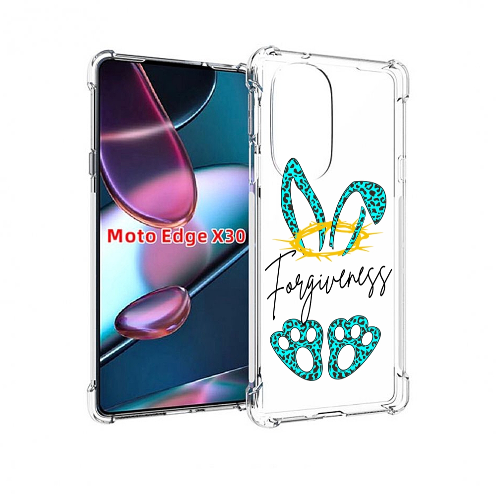 

Чехол MyPads бирюзовое лапки и ушки женский для Motorola Moto Edge X30, Прозрачный, Tocco