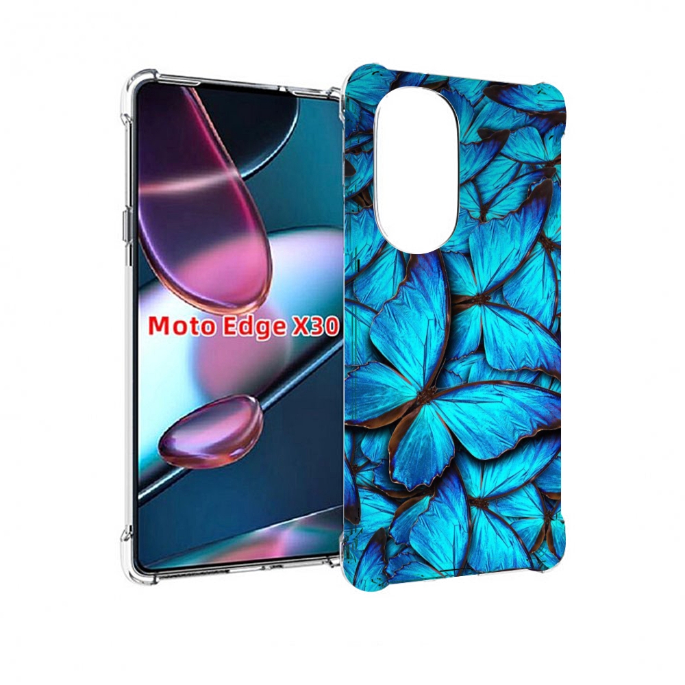 

Чехол MyPads бирюзовые бабочки для Motorola Moto Edge X30, Прозрачный, Tocco