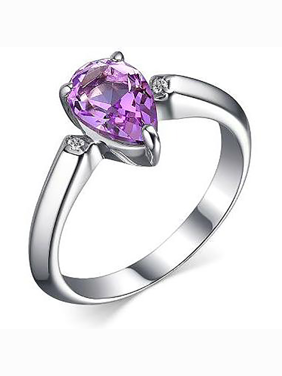 

Кольцо с фианитами и аметистом из серебра р. 17 Алкор серебро 01-2059_00АМ-00, 01-2059_00АМ-00