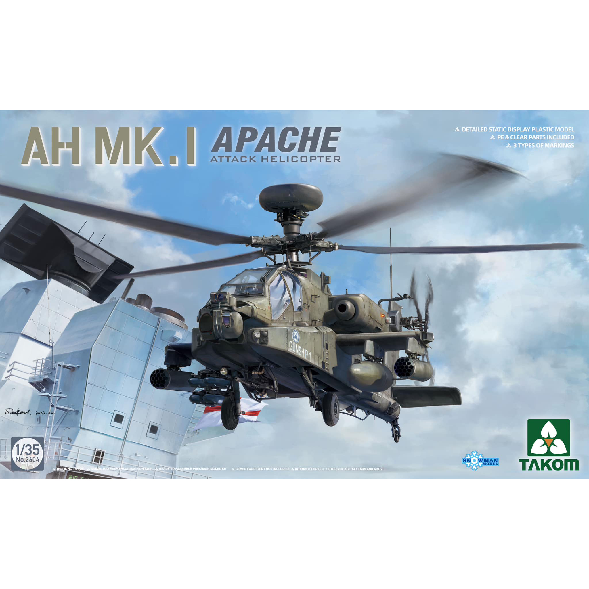 фото Сборная модель вертолёта ah mk. 1 apache, takom, 2604