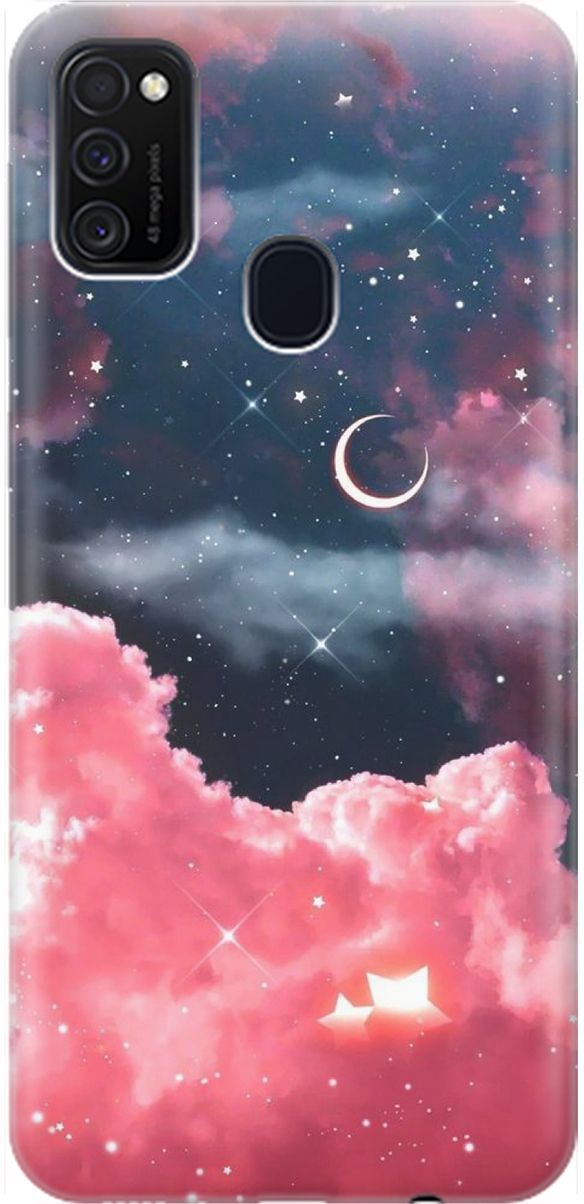 

Чехол на Samsung Galaxy M21/M30s с принтом "Месяц и розовые облака", Розовый;синий, 1555