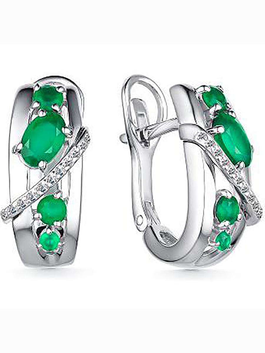 

Серьги с агатами и фианитами из серебра Алкор серебро 02-2196_00АГ-00, 02-2196_00АГ-00