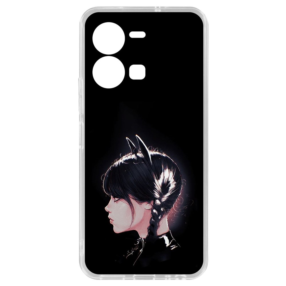 

Чехол-накладка Кейс Уэнсдей Аддамс - Кошка Уэнсдей для Vivo Y35, Прозрачный