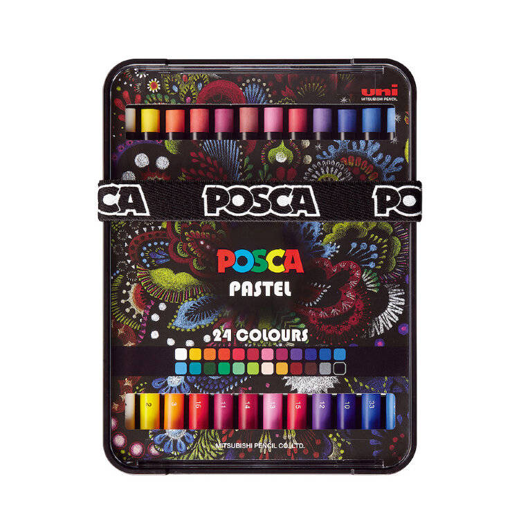 

Набор восковой пастели UNI "POSCA" 24 цв, Бежевый;белый;голубой;желтый;зеленый;золотистый;коричневый;красный;оранжевый;розовый;серебристый;серый;синий;фиолетовый;черный