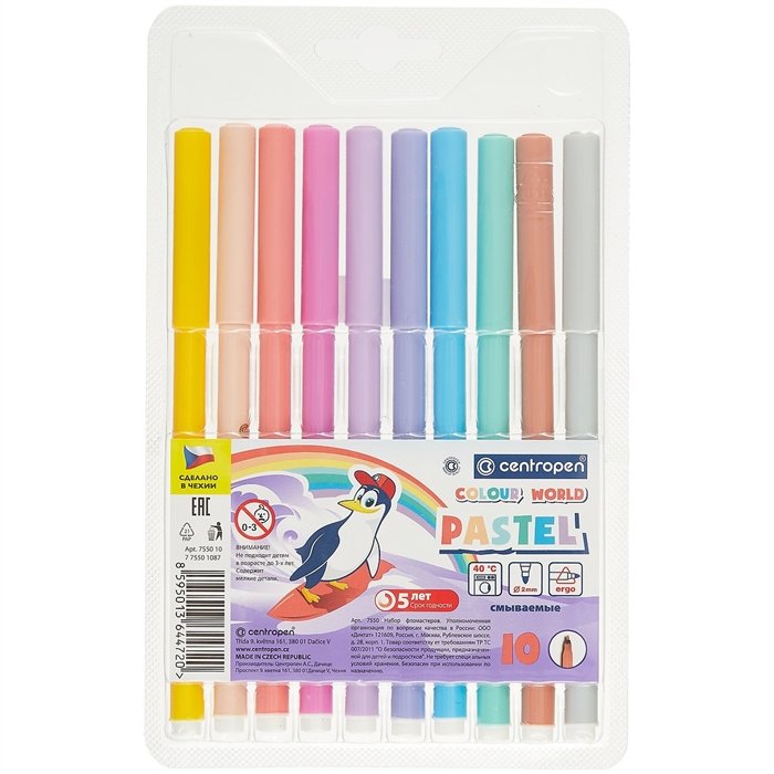 Фломастеры Centropen Colour World Pastel, 10 цветов