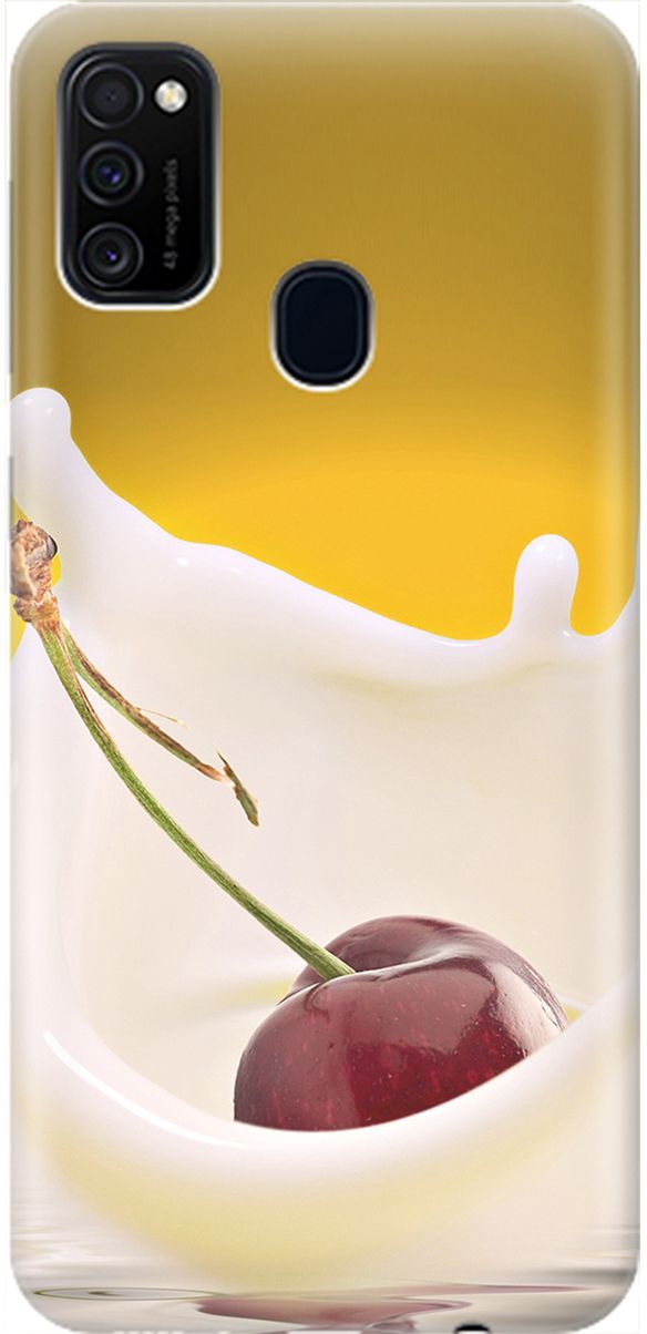 

Силиконовый чехол на Samsung Galaxy M21/M30s с принтом "Ягода в молоке", Белый;желтый, 1991