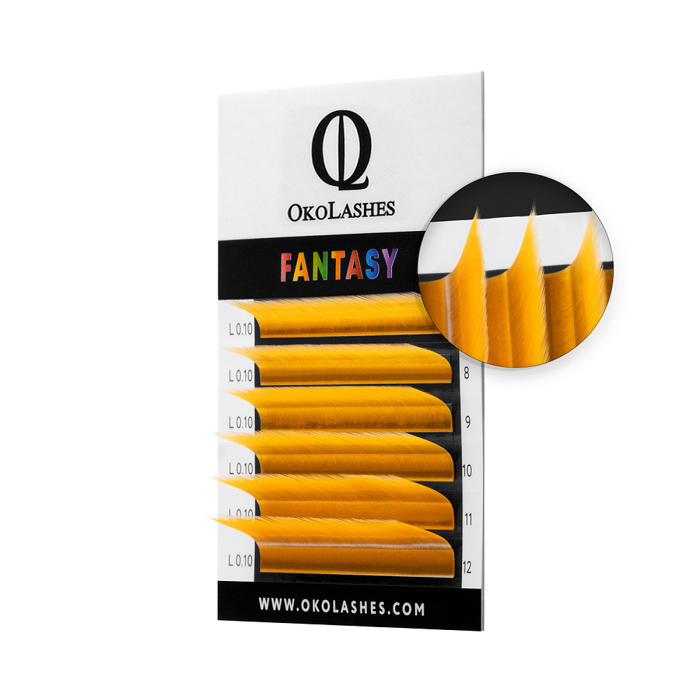 Ресницы Oko Lashes Fantasy Неон Оранжевый mix C 0.10 7-12 мм