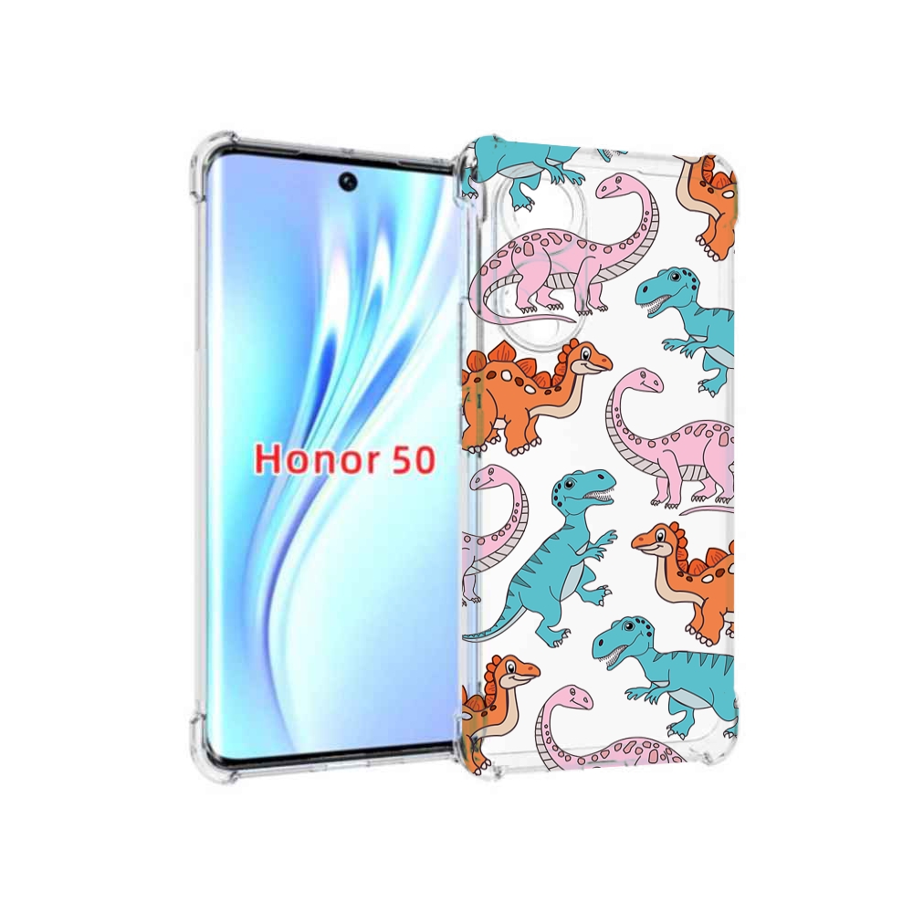 

Чехол бампер MyPads разные-динозаврики для Honor 50, Прозрачный, Tocco