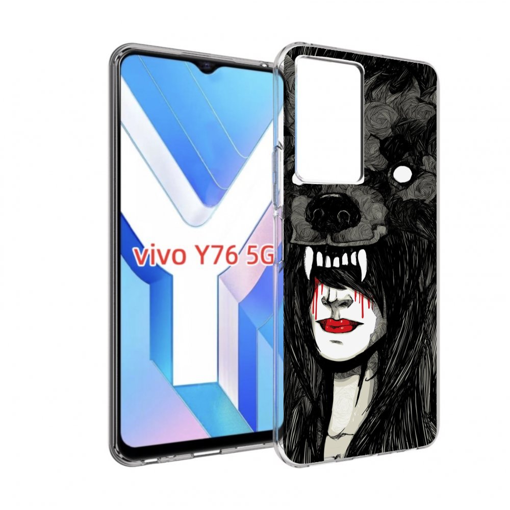 

Чехол MyPads девушка в шкуре волка женский для Vivo Y76 5G, Прозрачный, Tocco
