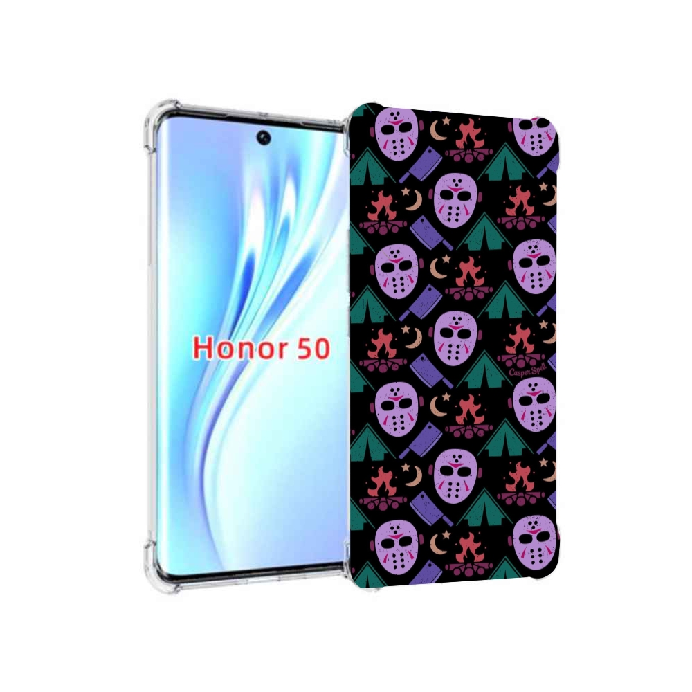 

Чехол бампер MyPads фиолетовые маски для Honor 50, Прозрачный, Tocco