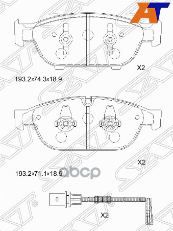 

Колодки тормозные перед AUDI A6 11-/A7 13-/A8 09- () 1шт SAT ST4G0698151M