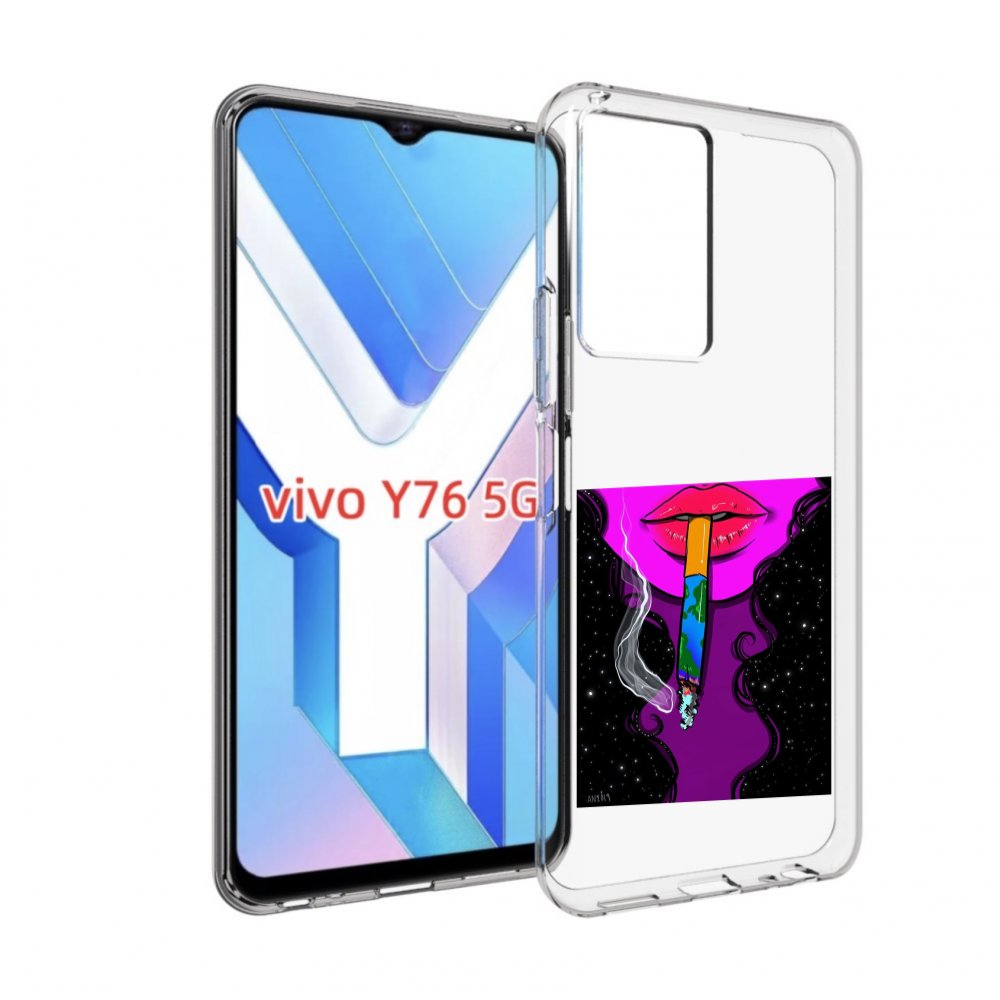 

Чехол MyPads девушка курит землю женский для Vivo Y76 5G, Прозрачный, Tocco