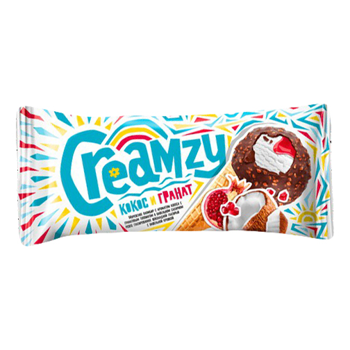 

Мороженое пломбир Башкирское мороженое Creamzy с кокосом и гранатом БЗМЖ 70 г