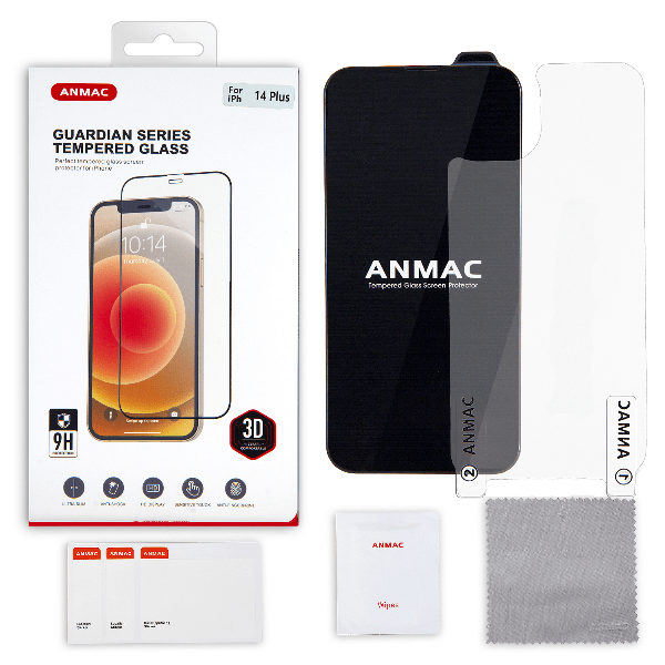 

Защитное стекло Anmac для Iphone 14 Plus + Пленка Назад 3D, Черное, Защитное стекло ANMAC для iPhone 14 Plus + пленка назад 3D, черное
