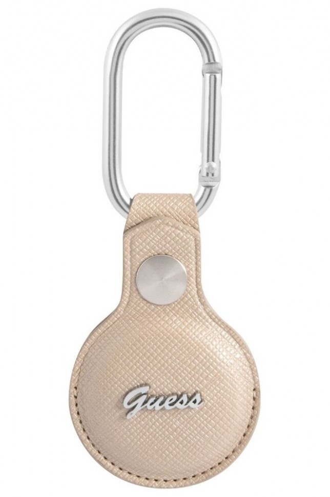 фото Чехол cg mobile guess saffiano pu script logo dog clip для airtag, бежевый (guatpsasrsd)