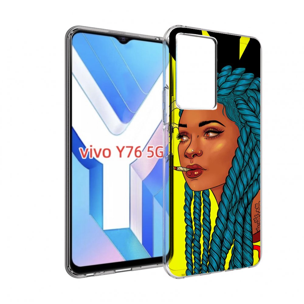 

Чехол MyPads девушка с запутанными волосами синий женский для Vivo Y76 5G, Прозрачный, Tocco