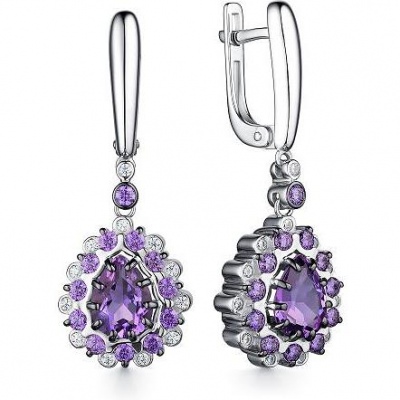 

Серьги с фианитами и аметистами из серебра Алкор серебро 02-2291_00АМ-00, 02-2291_00АМ-00