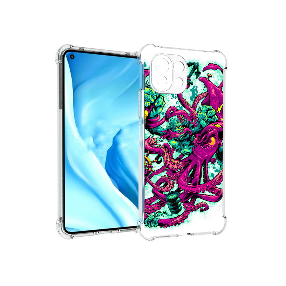 

Чехол MyPads Tocco для Xiaomi Mi 11 Lite фиолетовый кракен (PT159462.256.657), Прозрачный, Tocco