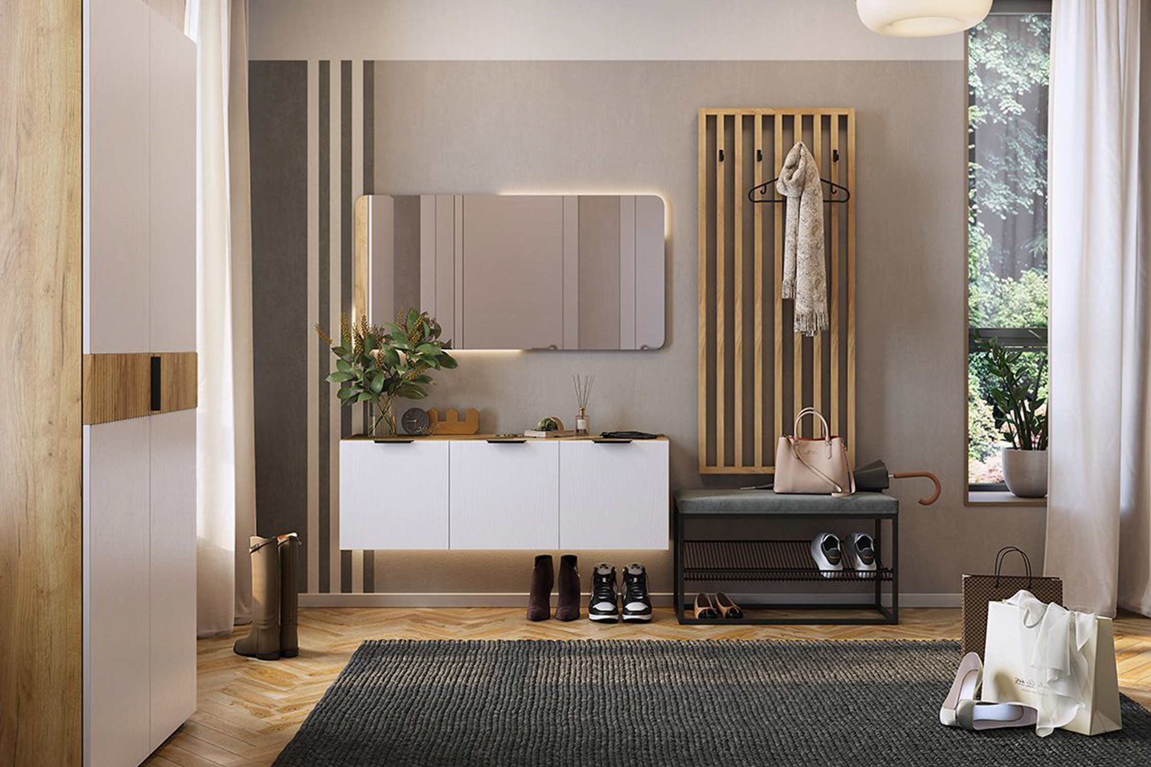 Прихожая Бери К6 дуб крафт золотой белое дерево 23050₽