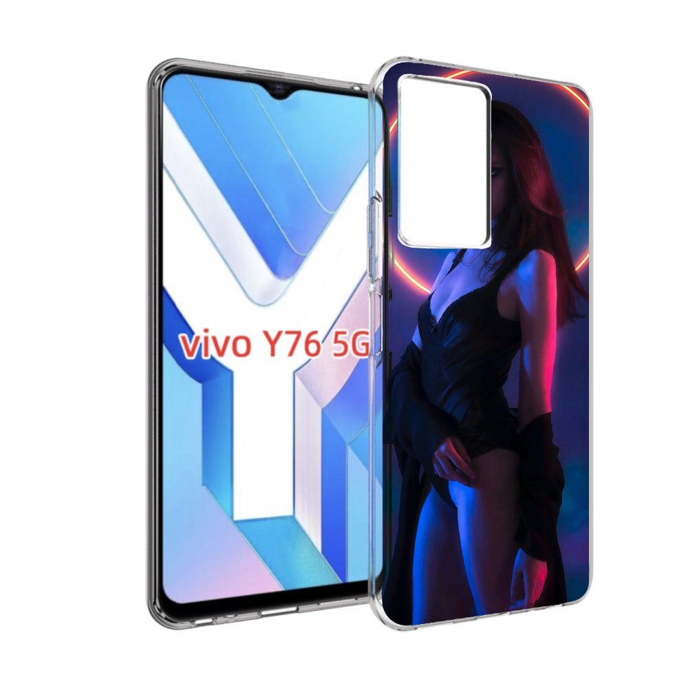 

Чехол MyPads девушка с неоновым кругом женский для Vivo Y76 5G, Прозрачный, Tocco