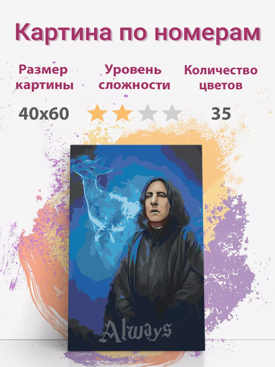 

Картина по номерам Раскрасим сами Гарри Поттер Северус Снегг на подрамнике 30х40 см, Гарри Поттер Северус