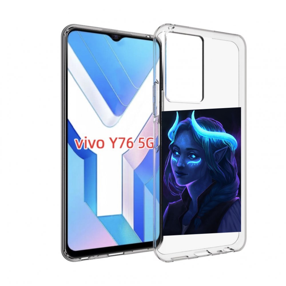 

Чехол MyPads девушка синяя ледяная женский для Vivo Y76 5G, Прозрачный, Tocco