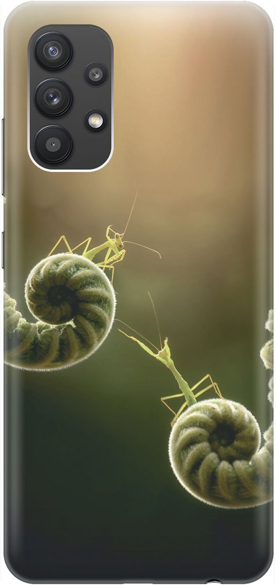 

Силиконовый чехол на Samsung Galaxy A32 с принтом "Пара богомолов", Бежевый;зеленый, 1535
