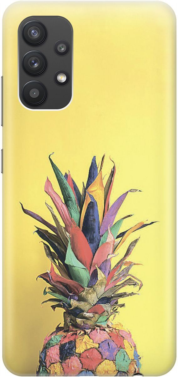 

Силиконовый чехол на Samsung Galaxy A32 с принтом "Ананас на желтом", Желтый;синий, 1535
