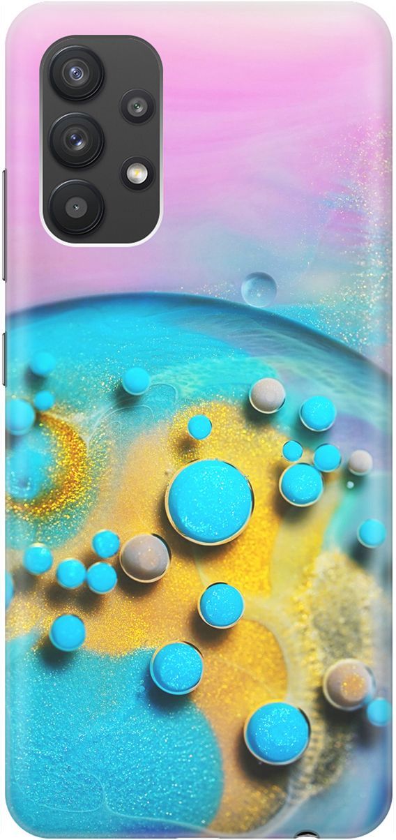 

Силиконовый чехол на Samsung Galaxy A32 с эффектом блеска "Цветные капли", Голубой;оранжевый, 1535