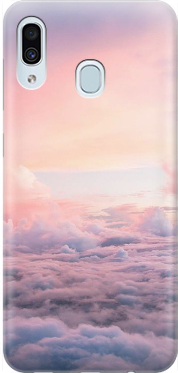 

Силиконовый чехол на Samsung Galaxy A40 с принтом "Высоко над облаками", Фиолетовый;розовый, 1536
