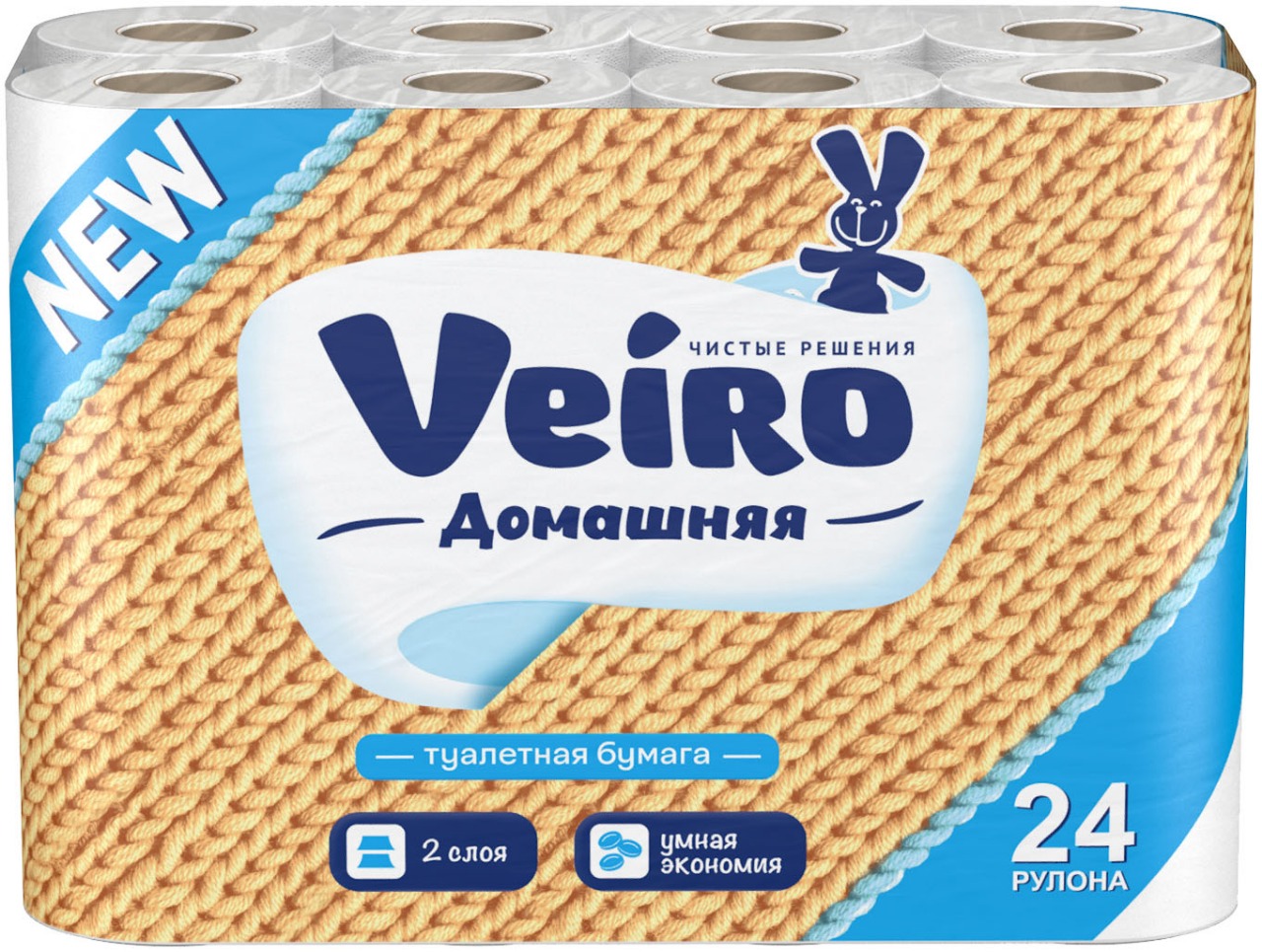 Туалетная бумага Veiro Домашняя 2-слойная белая 24 рулона в упаковке