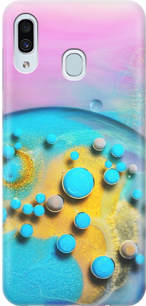 

Силиконовый чехол на Samsung Galaxy A40 с эффектом блеска "Цветные капли", Голубой;оранжевый, 1536