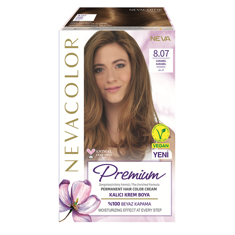 Крем-краска для волос Neva Premium стойкая 8.07 Карамель крем краска для волос neva naturalis vegan стойкая 7 7 карамель
