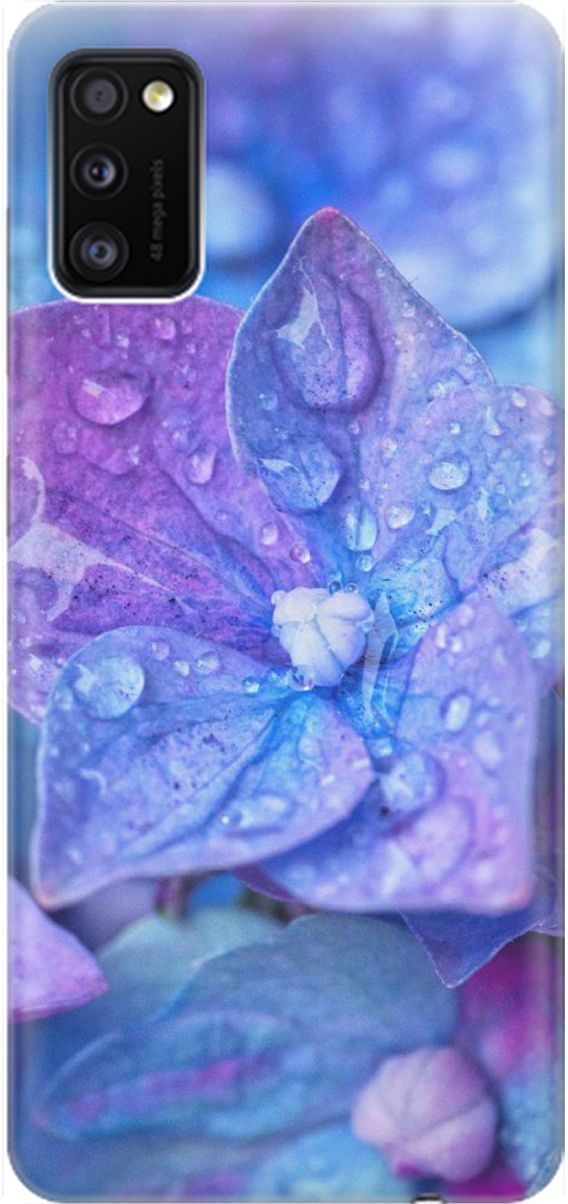 

Силиконовый чехол на Samsung Galaxy A41 с принтом "Голубой цветочек", Голубой;фиолетовый, 1537