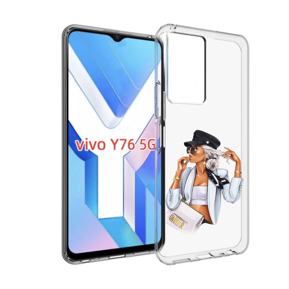 

Чехол MyPads девушка-в-белом-с-модной-сумочкой женский для Vivo Y76 5G, Прозрачный, Tocco